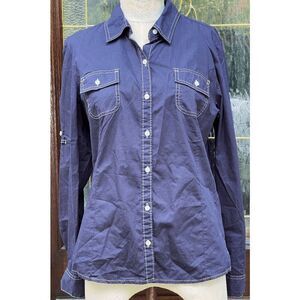 Tommy Hilfiger Embroidered Utility Shirt 100% cotton Long Sleeve Collared Shirt